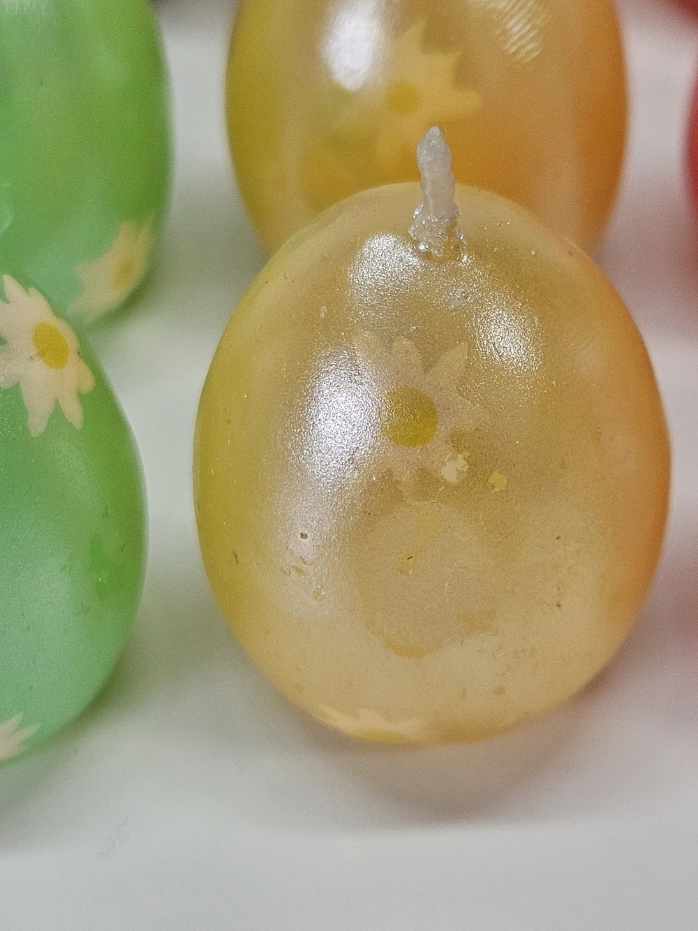 VINTAGE Mini Pastel Flower Detail Egg Shaped Candles Set of 12 Easter